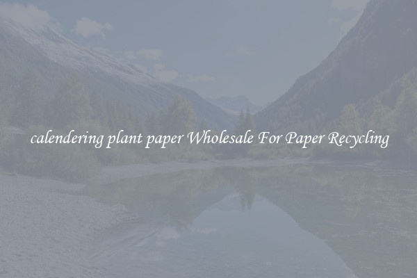 calendering plant paper Wholesale For Paper Recycling
