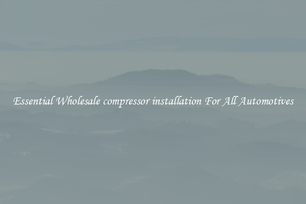 Essential Wholesale compressor installation For All Automotives